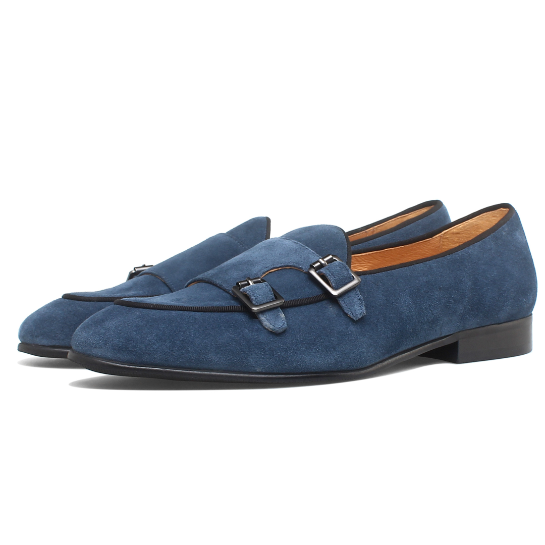 Men's Double Monk Strap Suede Loafer