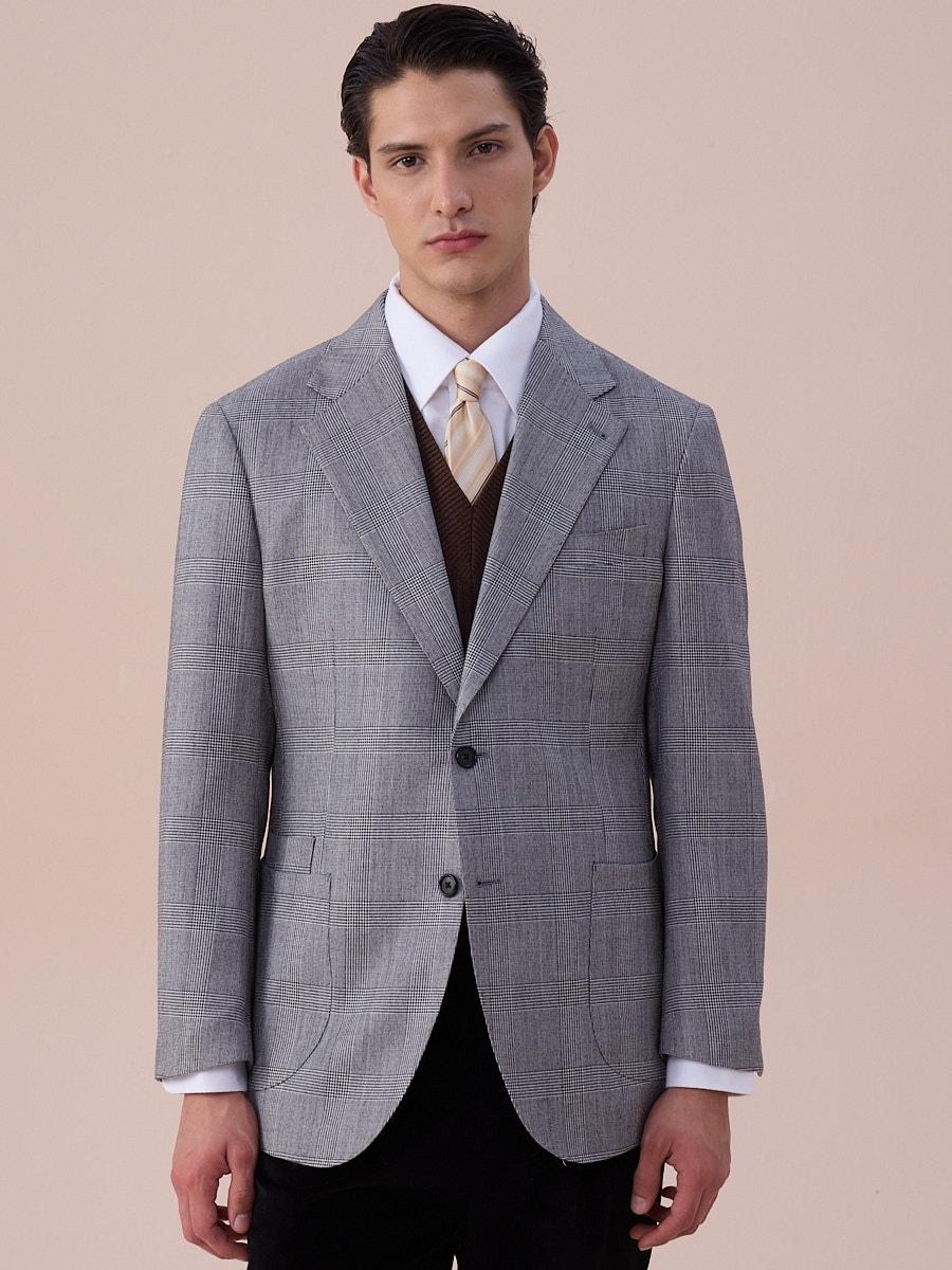 Glen Plaid Tailored Wool Blazer