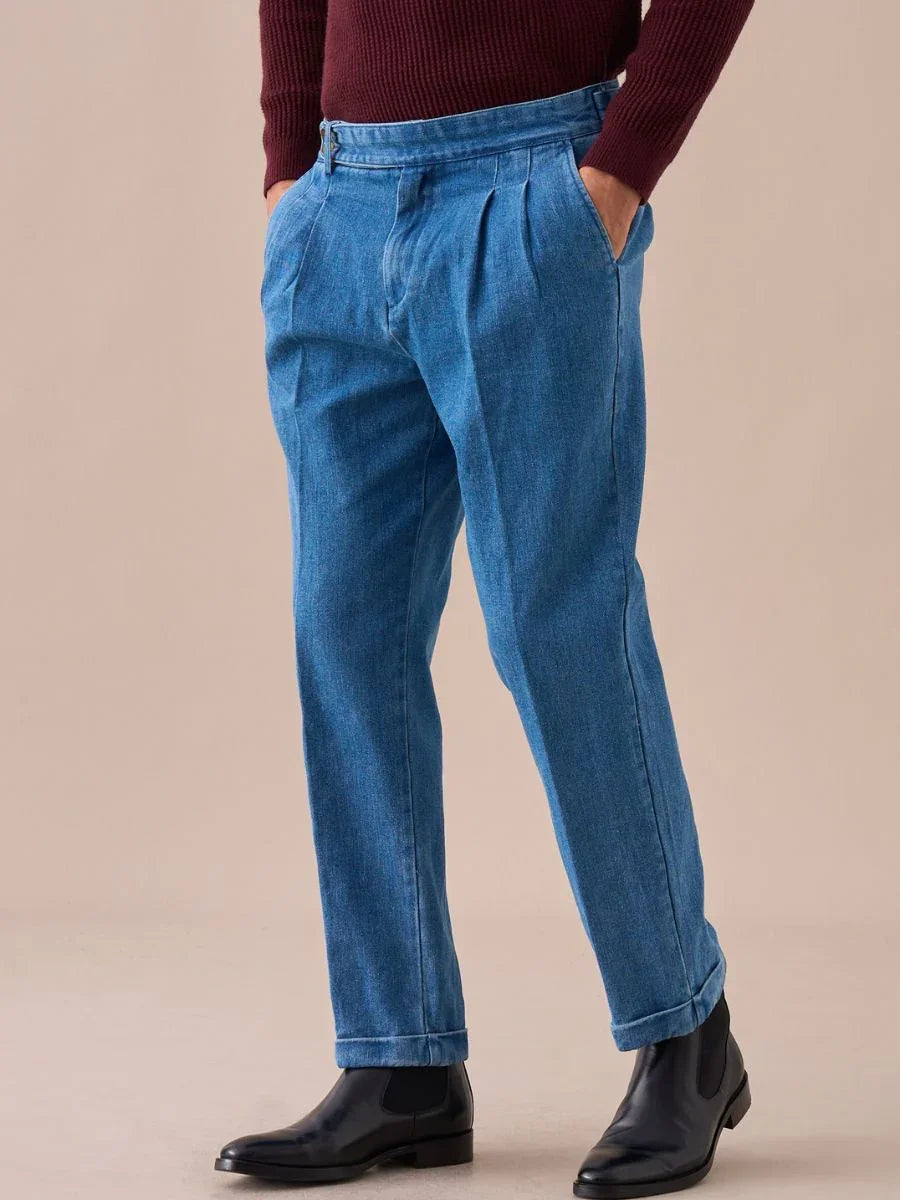 Loops Montefalco High Waisted Double Pleated Denim Pants