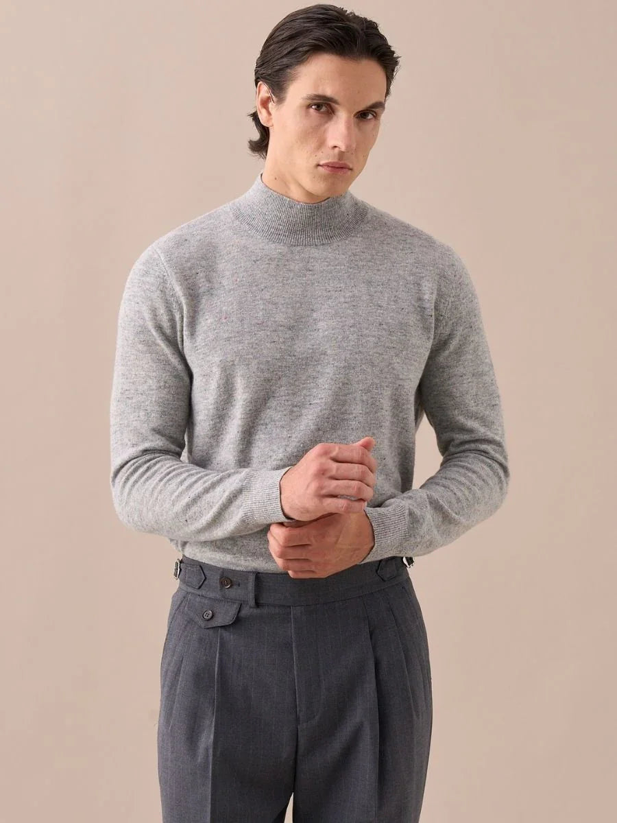 Loops Wool Sky Mock Neck Sweater