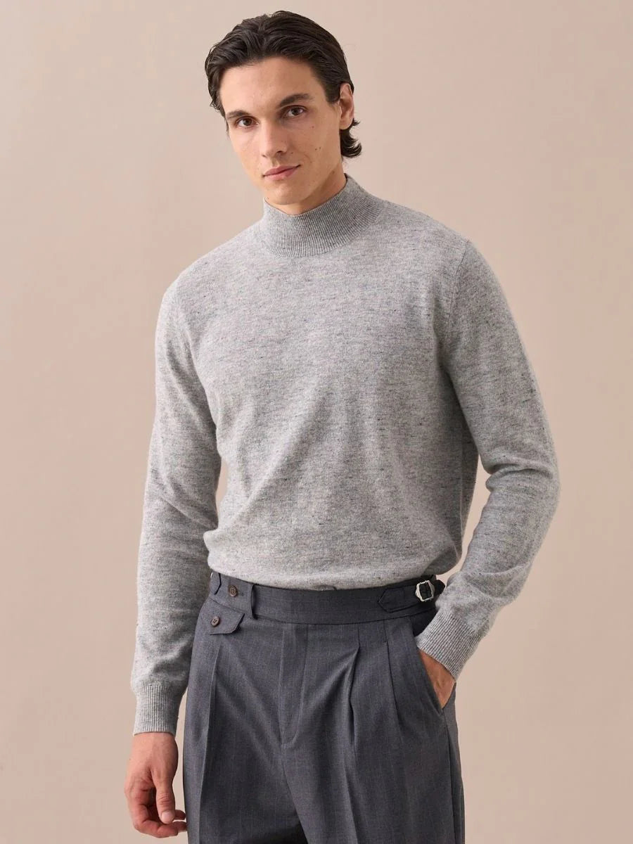 Loops Wool Sky Mock Neck Sweater
