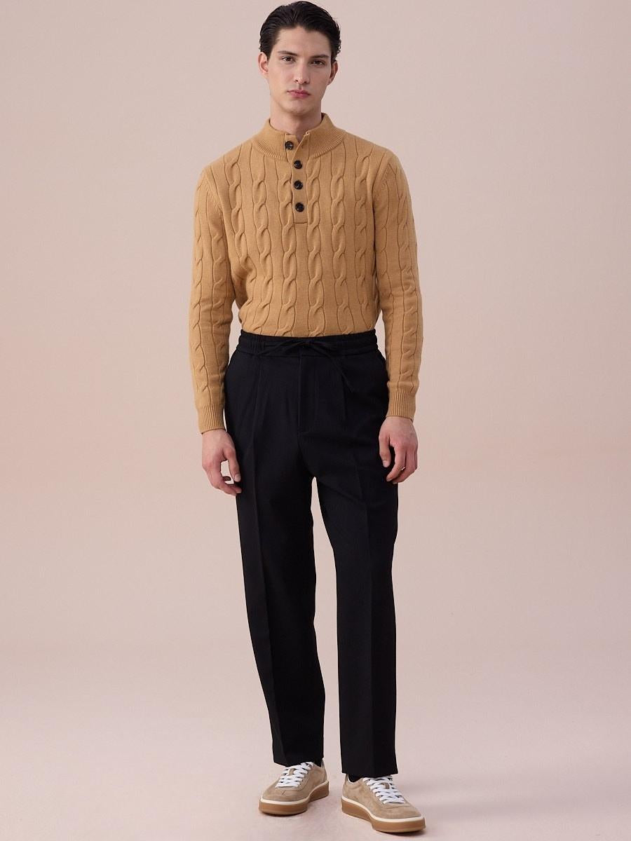 Loops Cable Knit Button Sweater