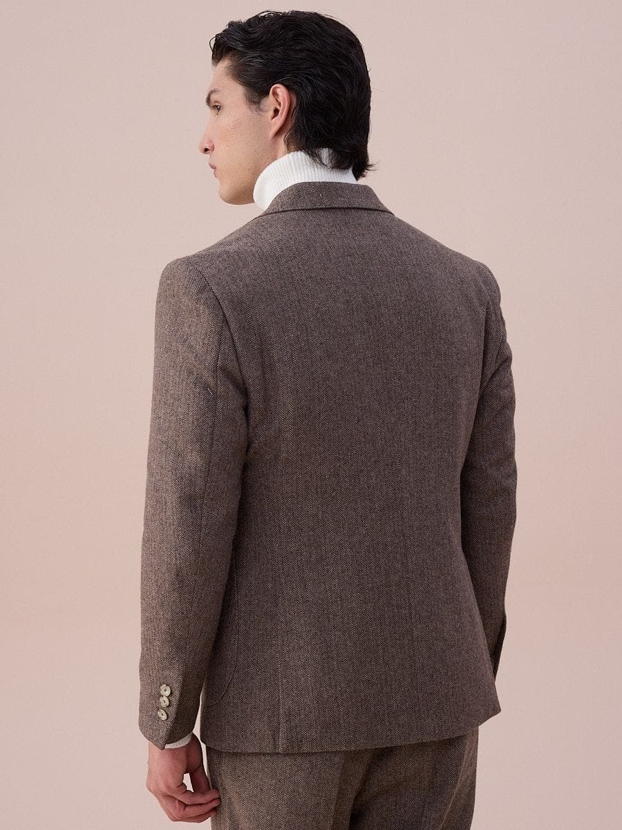 Ligúria Herringbone Wool Single-Breasted Suit