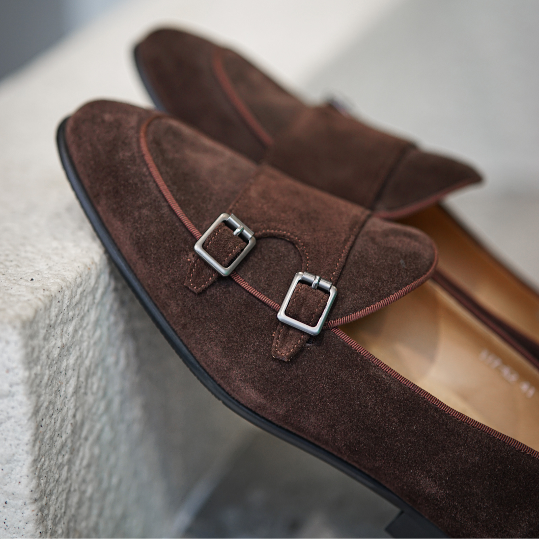 Men's Double Monk Strap Suede Loafer