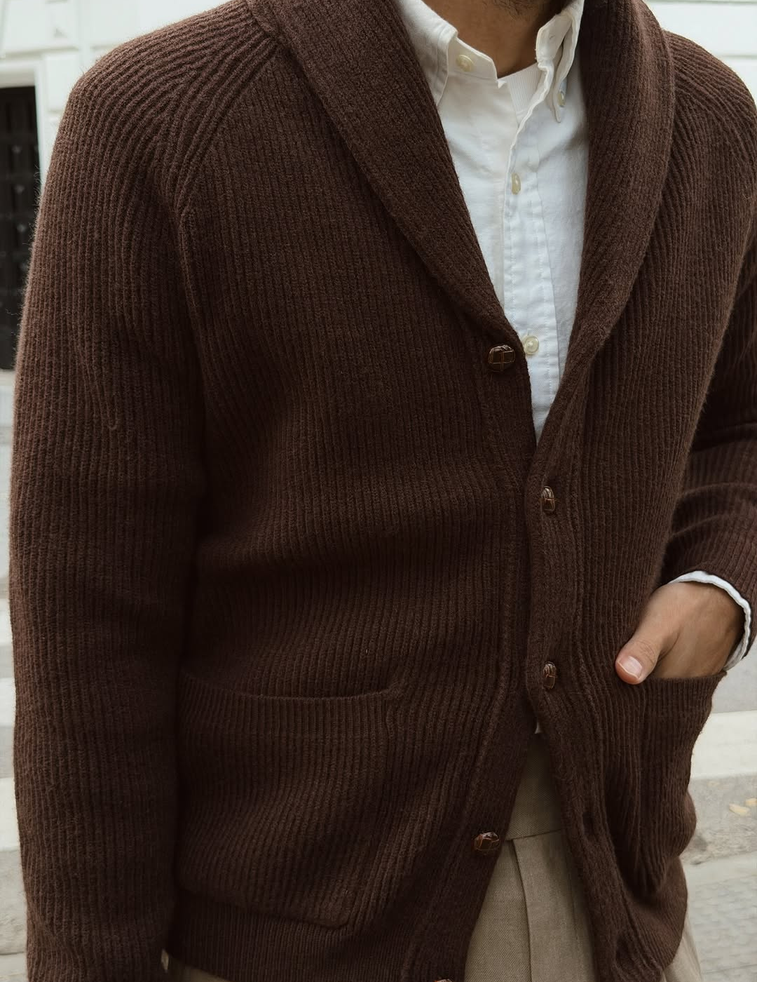 Men's Shawl Collar Wool Cardigan
