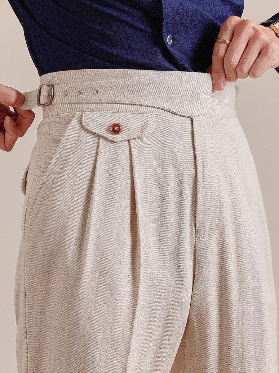 Napoli High Waisted Linen Gurkha Pants