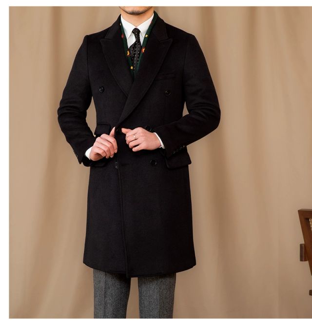 Black Double Breasted Overcoat