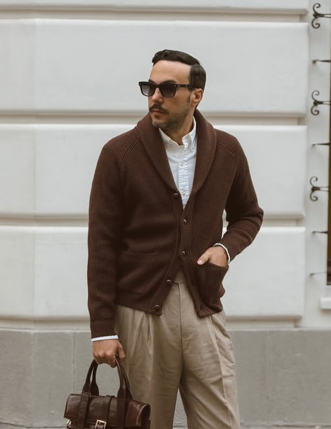 Men's Shawl Collar Wool Cardigan