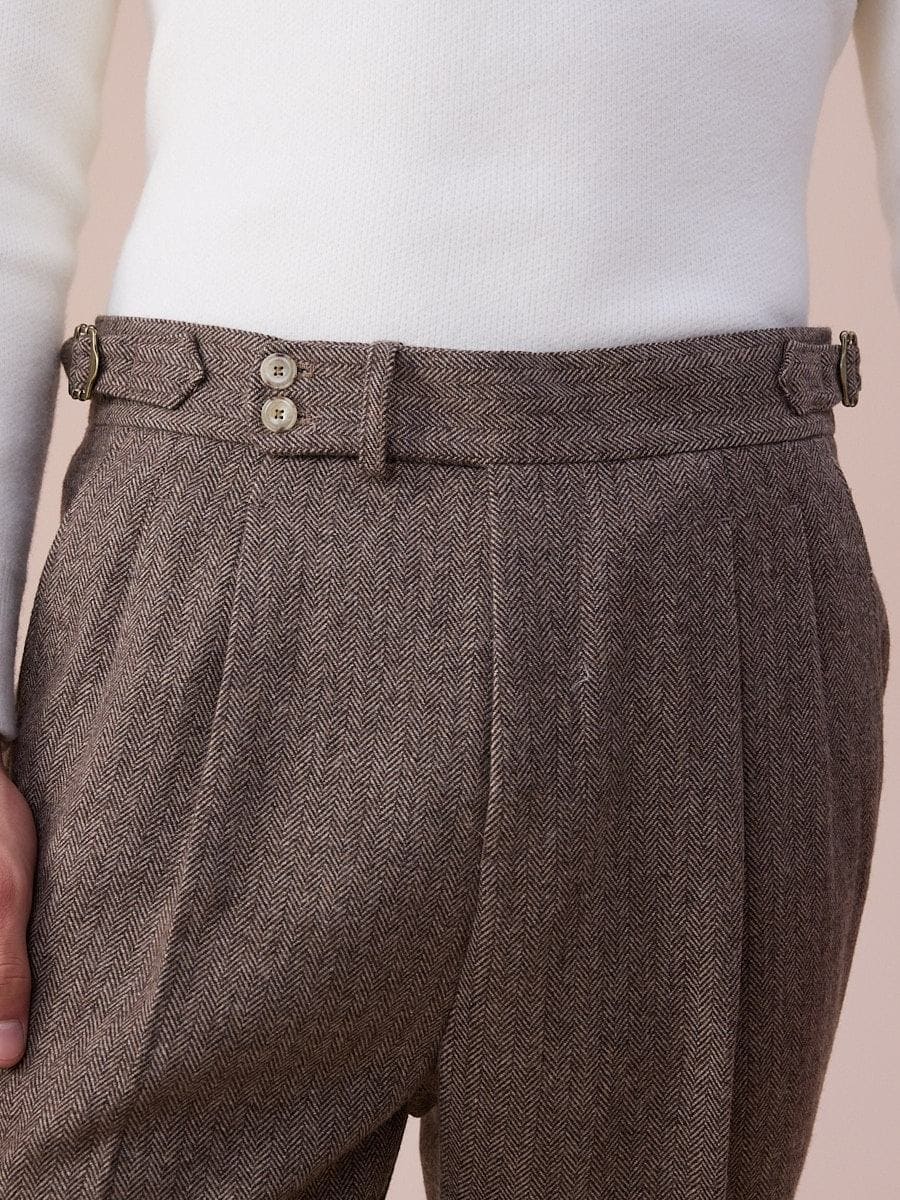 Ligúria Herringbone Wool Single-Breasted Suit