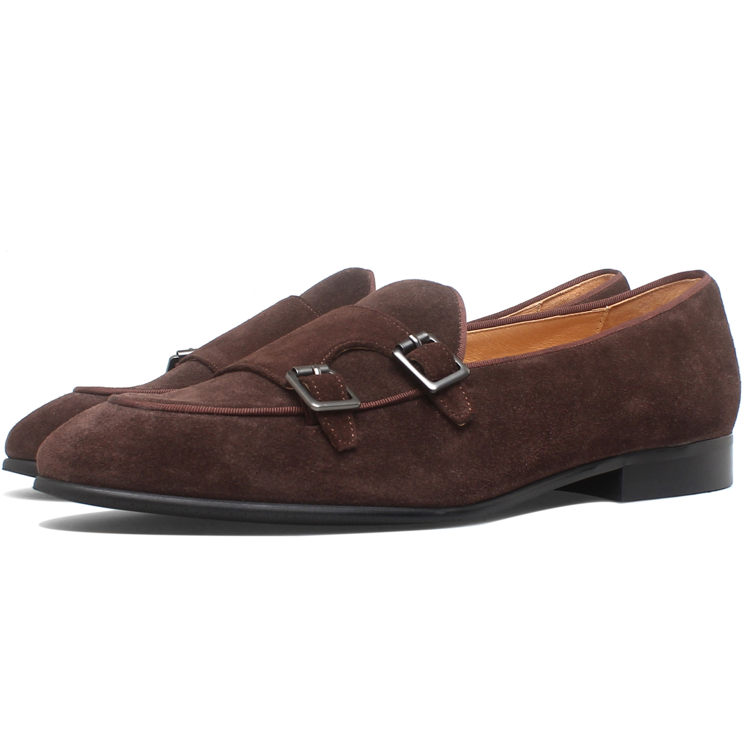 Men's Double Monk Strap Suede Loafer