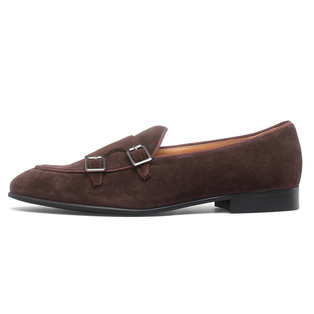 Men's Double Monk Strap Suede Loafer