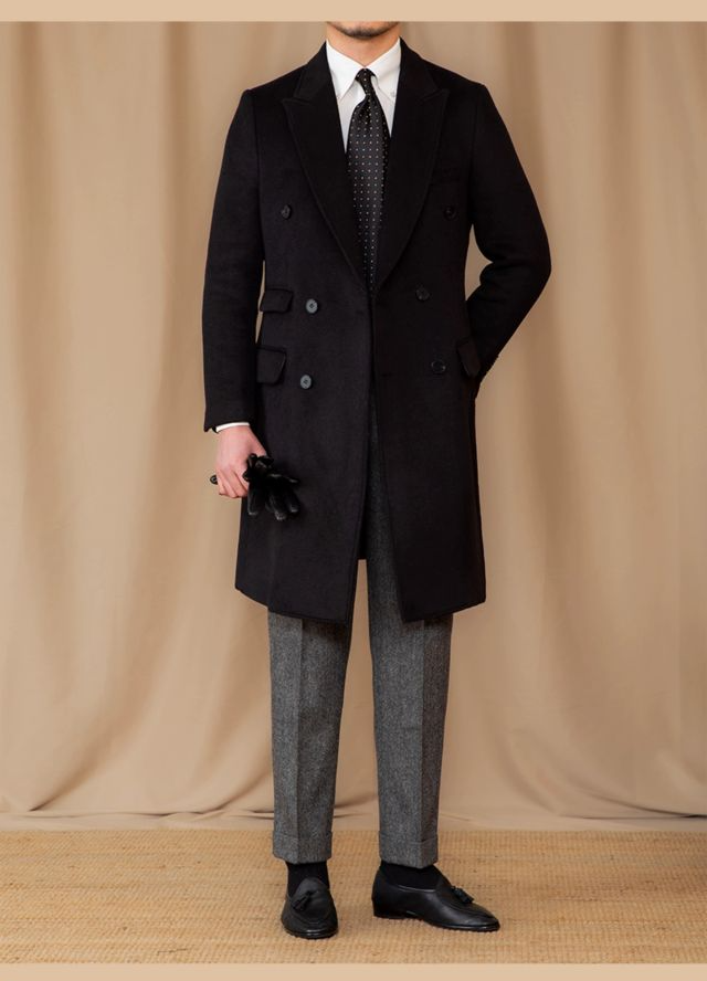 Black Double Breasted Overcoat