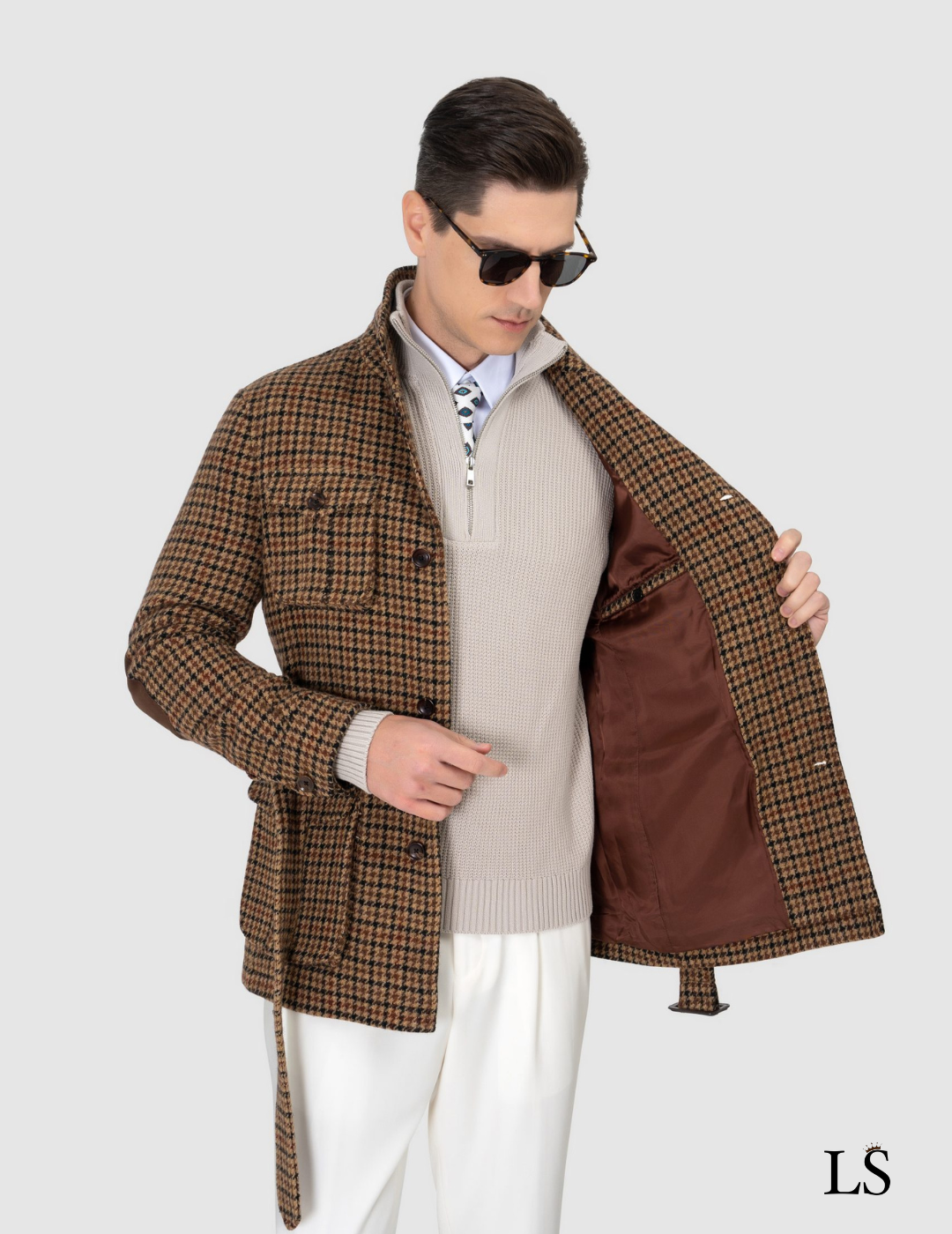 Tweed Safari Jacket with Belt