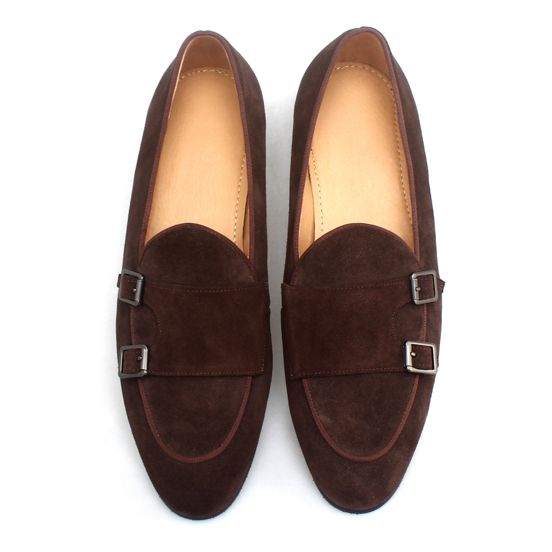 Men's Double Monk Strap Suede Loafer