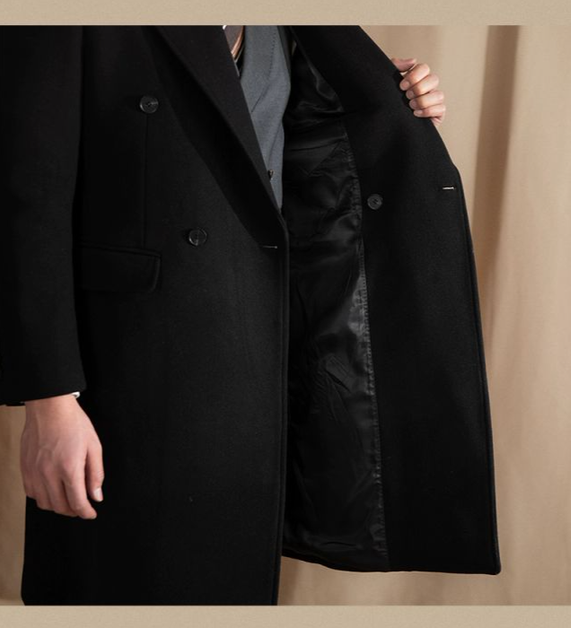 Double Breasted Padua Overcoat Black