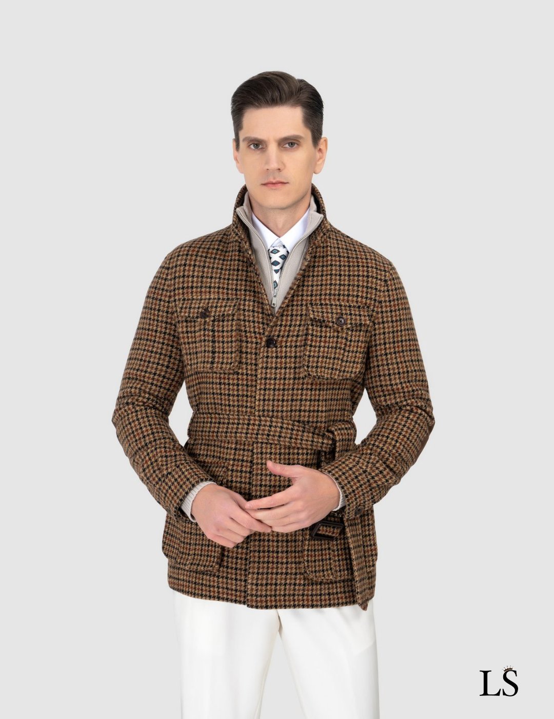 Tweed Safari Jacket with Belt