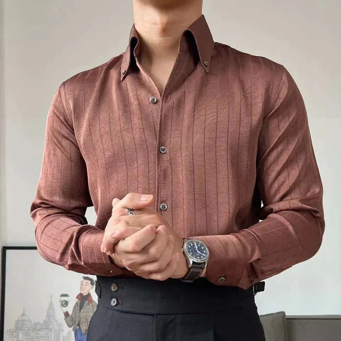 Striped Silk Shirt with Buttons