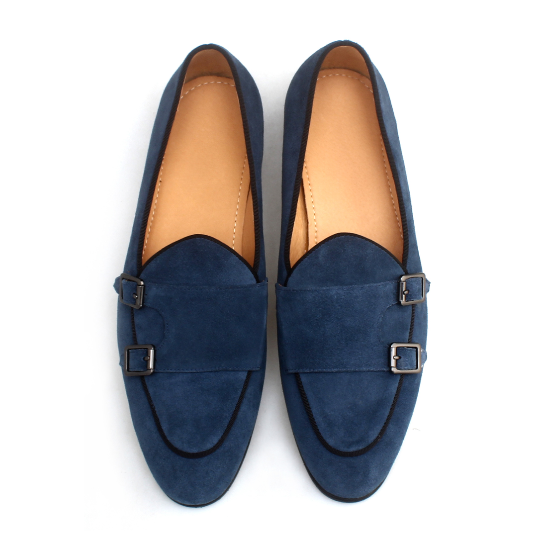 Men's Double Monk Strap Suede Loafer