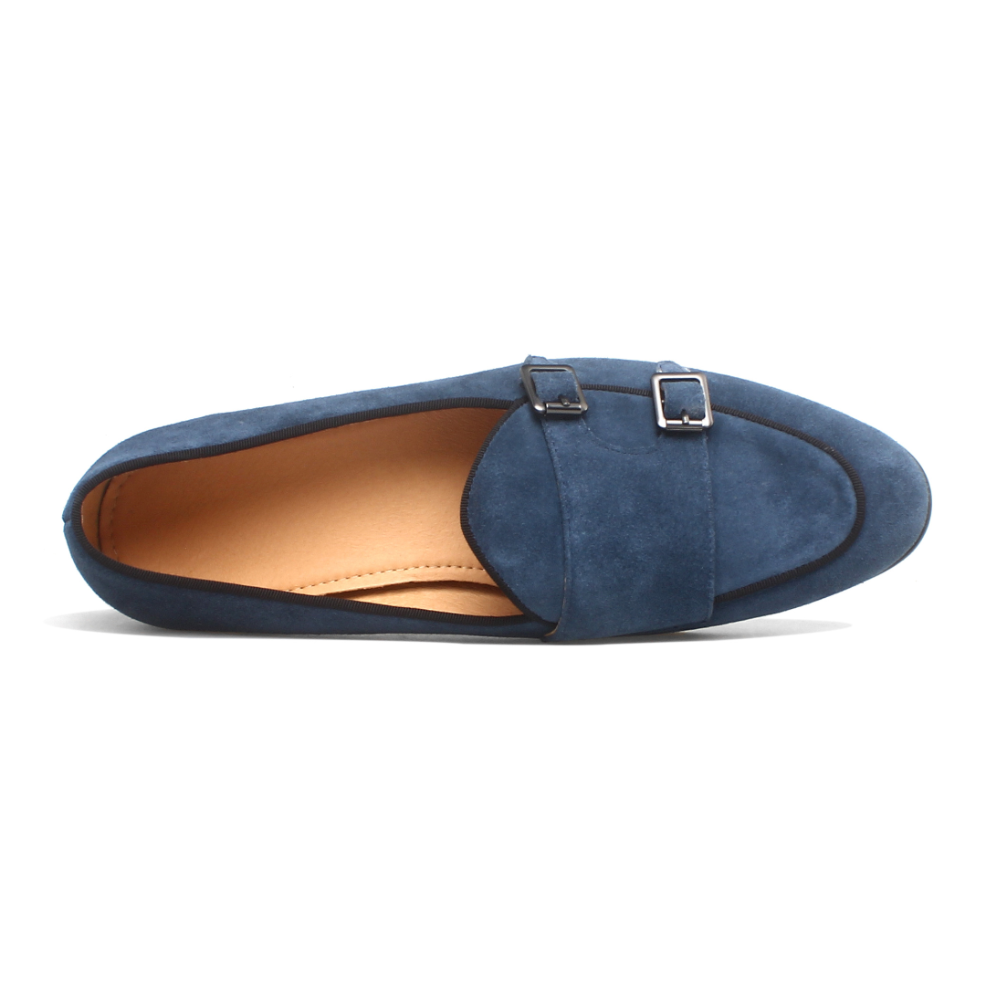 Men's Double Monk Strap Suede Loafer