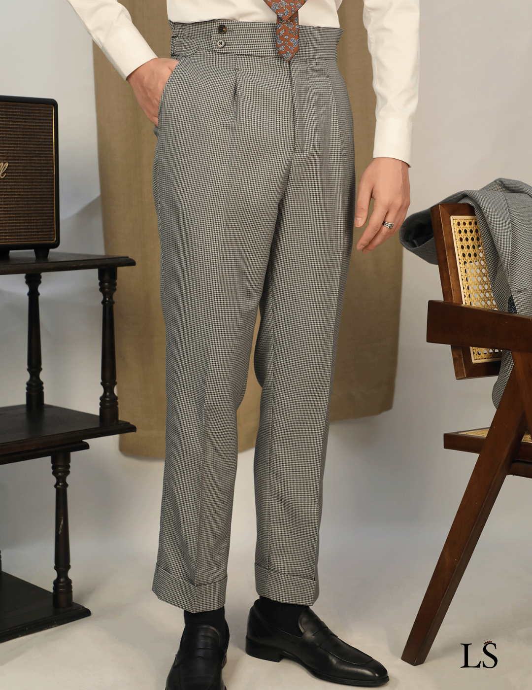 Two Button Check Suit LS027