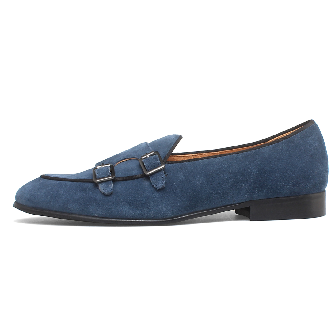 Men's Double Monk Strap Suede Loafer