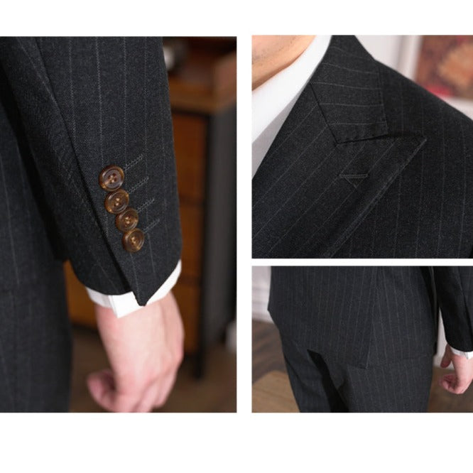 British Pinstripe Overlap Suit