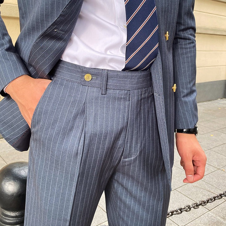 Double Breasted English Pinstripe Suit
