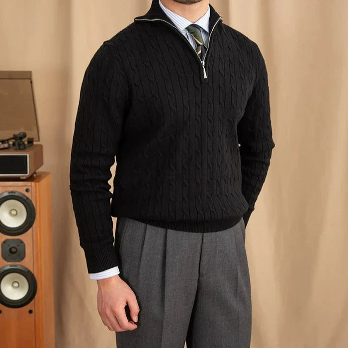 High Neck Textured Pullover
