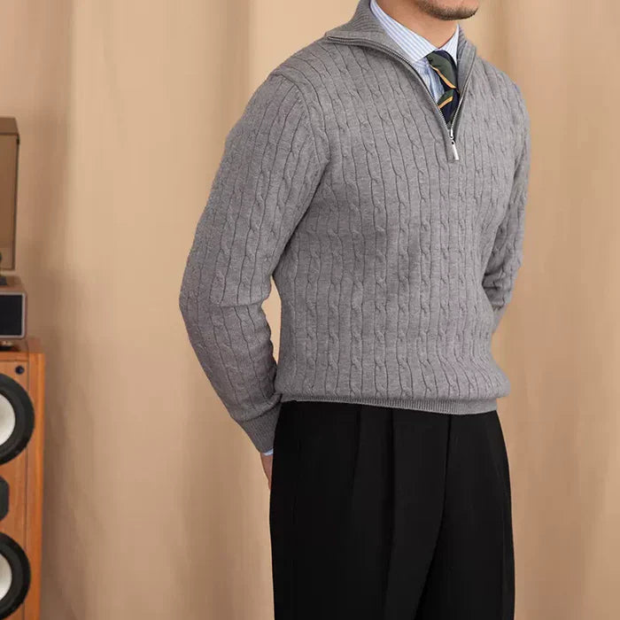 High Neck Textured Pullover