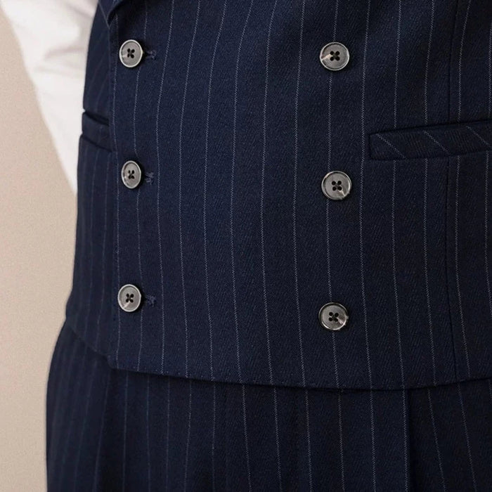 Peak Lapel Pinstripe Double-Breasted Vest
