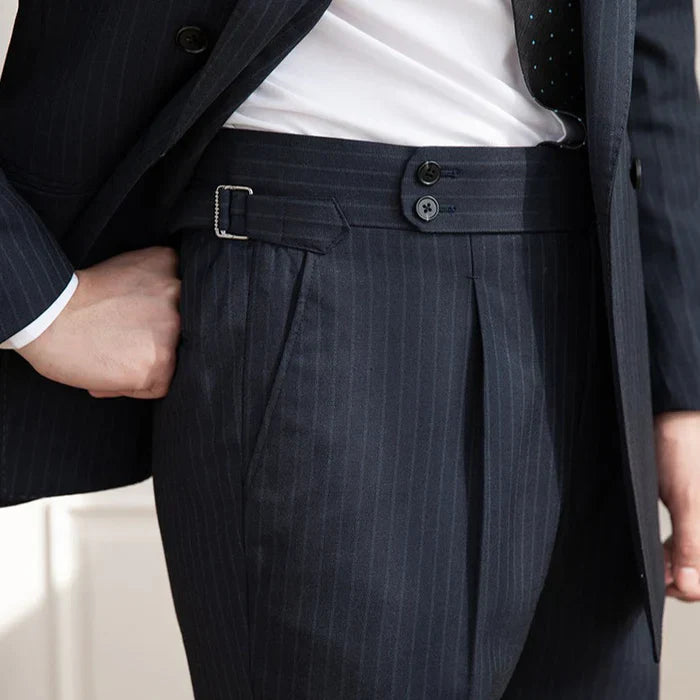 Double Breasted Blue Pinstripe Looped Suit