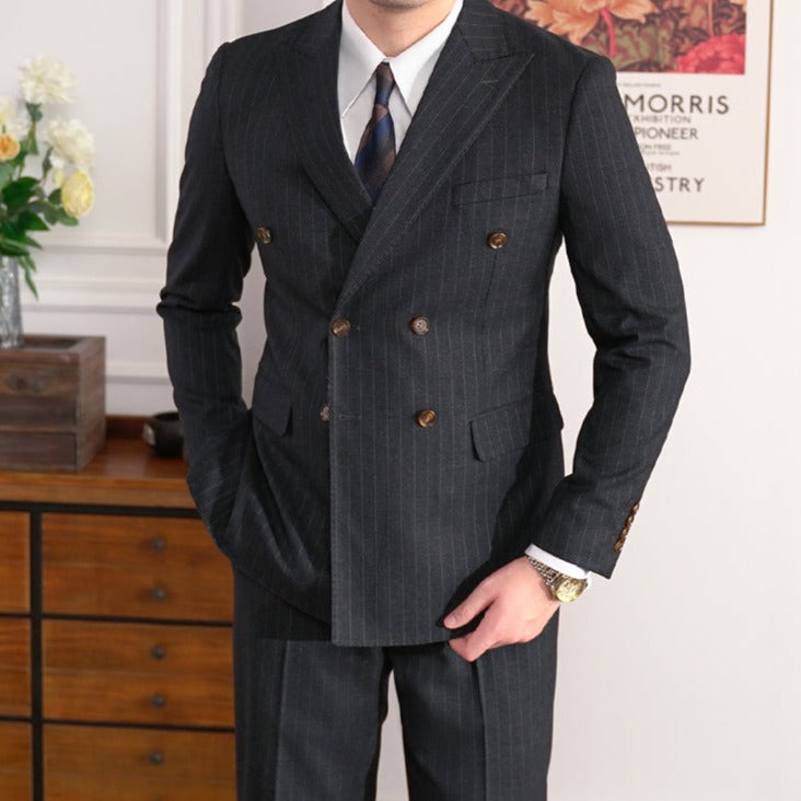 British Pinstripe Overlap Suit