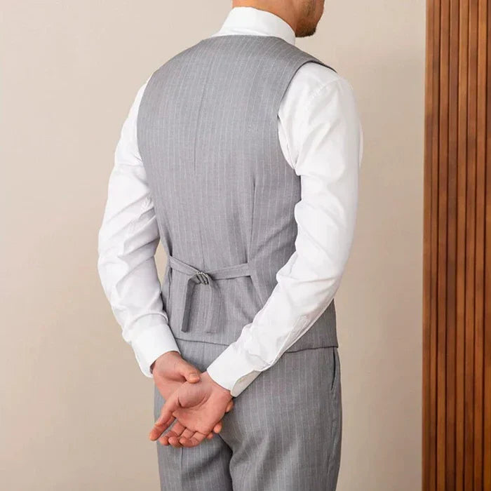 Gray Pinstripe Double-Breasted Vest
