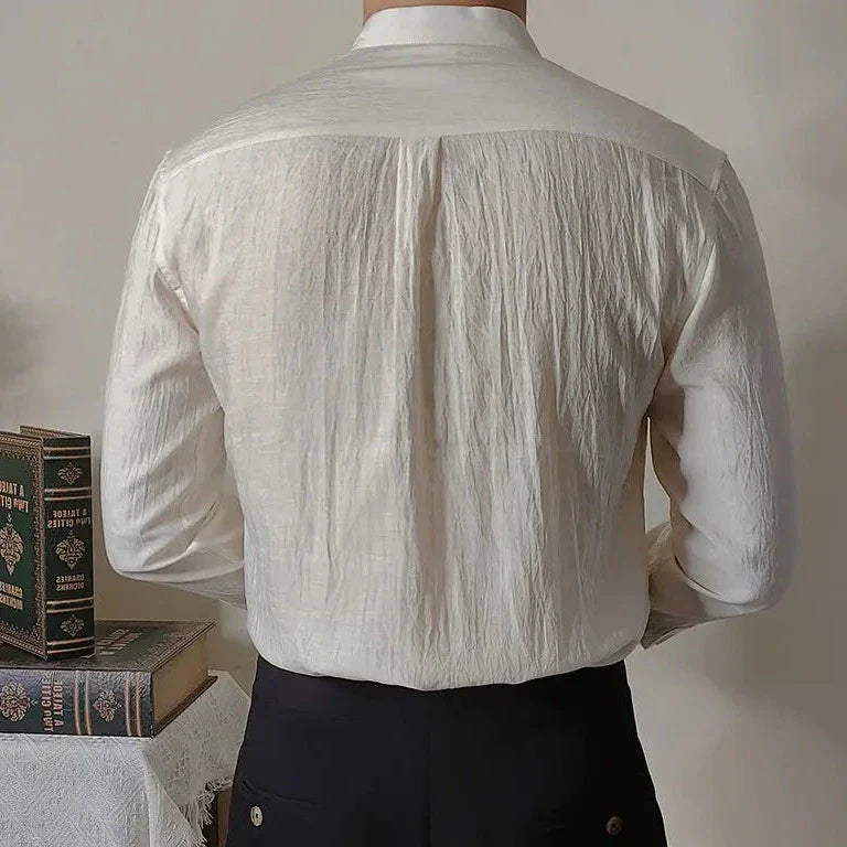 Looped LS032 Linen Mandarin Collar Shirt
