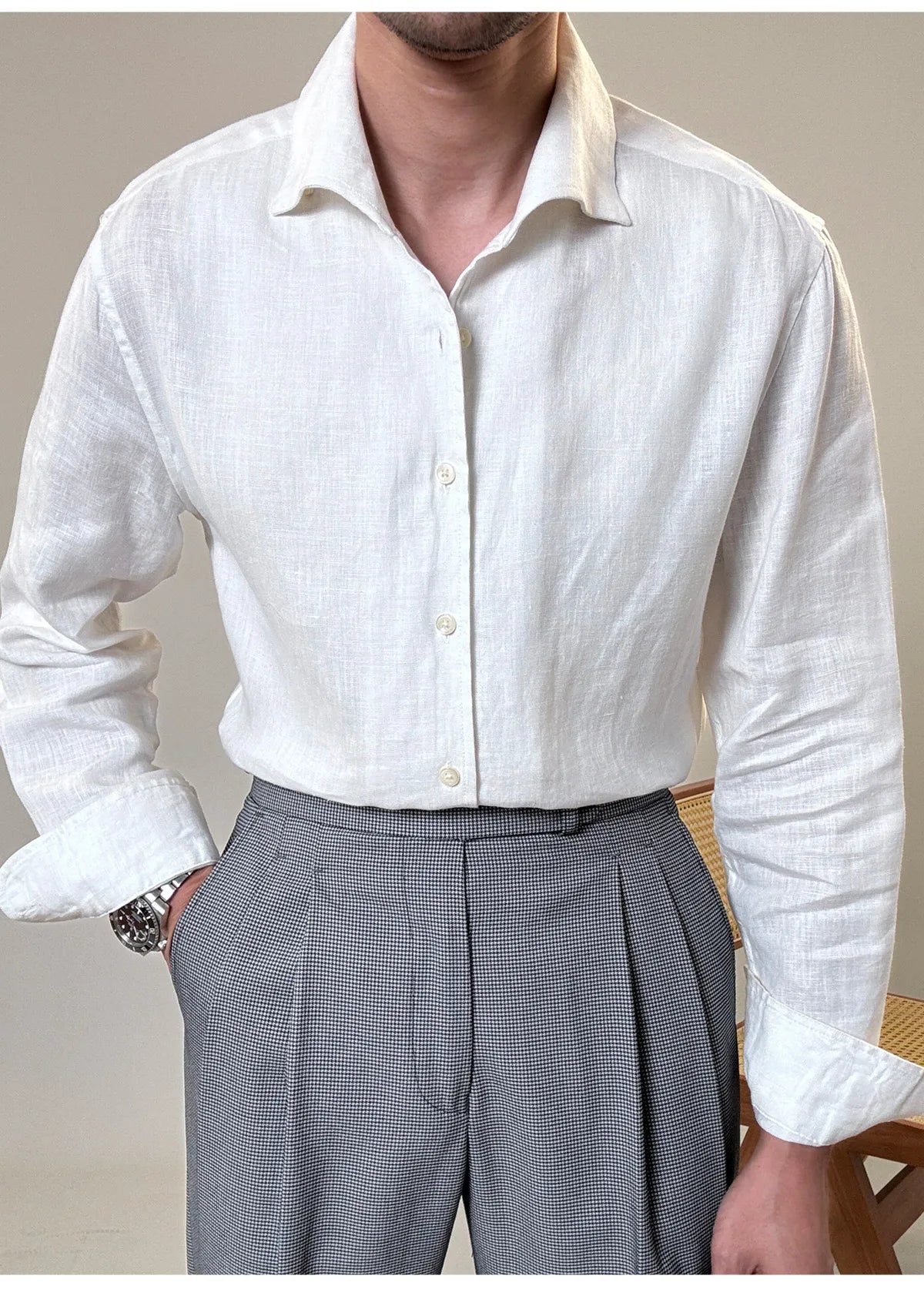 Looped LS031 Men's Linen Dress Shirt