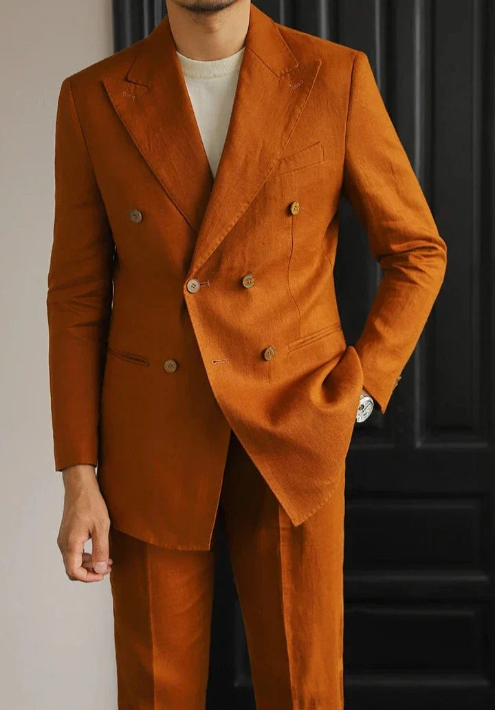 Looped LS035 Double-Breasted Linen Suit