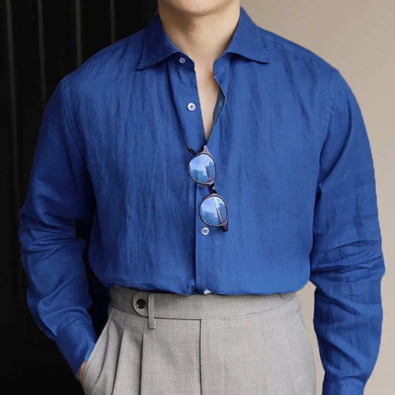 Looped LS033 Men's Linen Dress Shirt