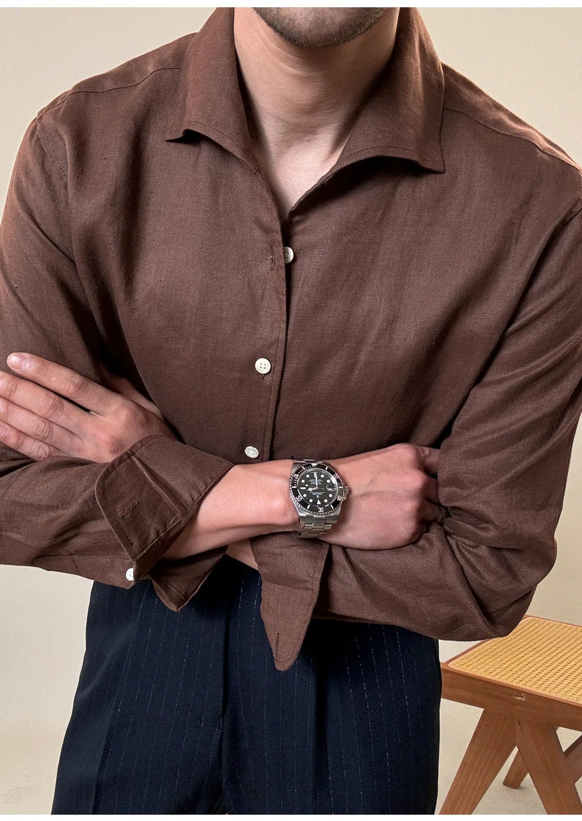 Looped LS031 Men's Linen Dress Shirt