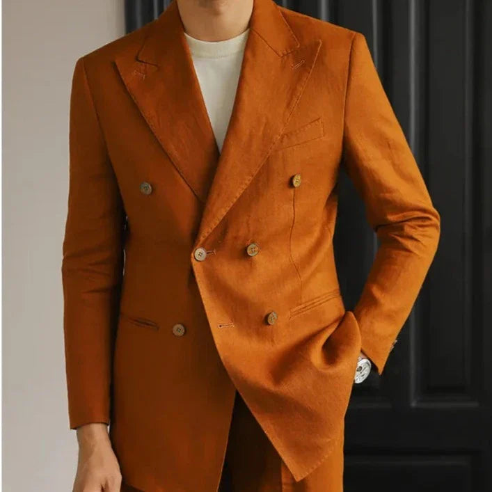 Looped LS035 Double-Breasted Linen Suit