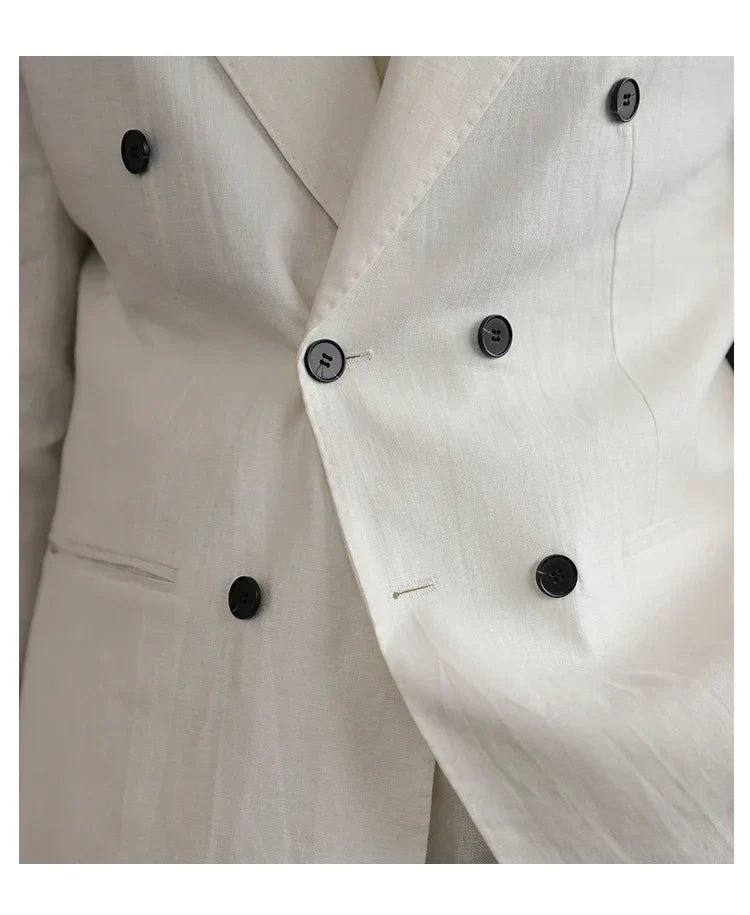 Looped LS035 Double-Breasted Linen Suit
