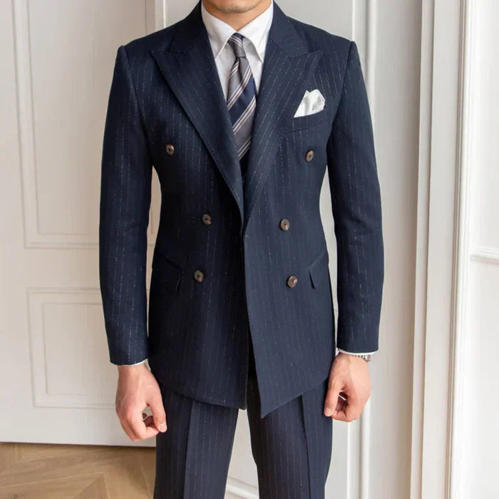 LS012 Pinstripe Overlap Suit
