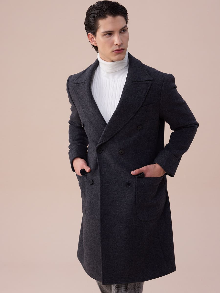 Wool Double-Breasted President Overcoat