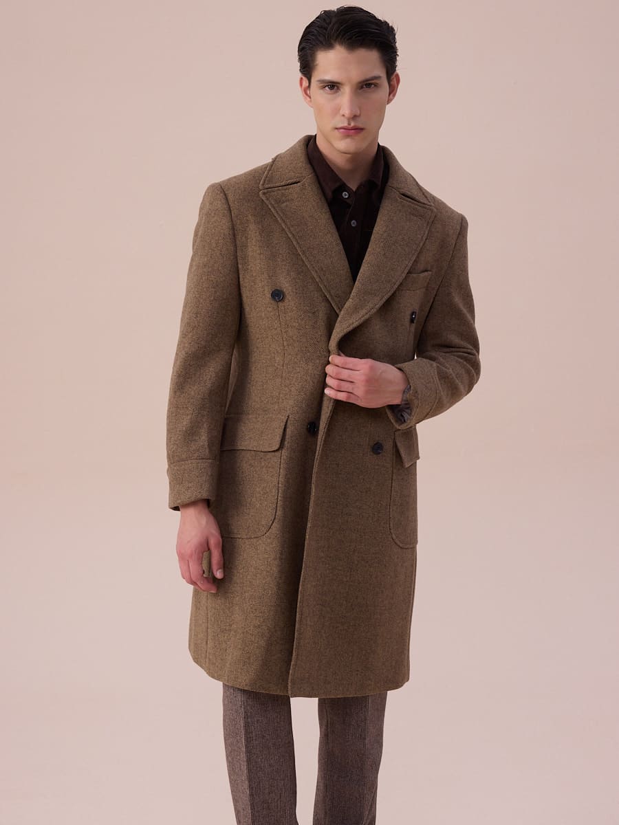 Wool Double-Breasted President Overcoat