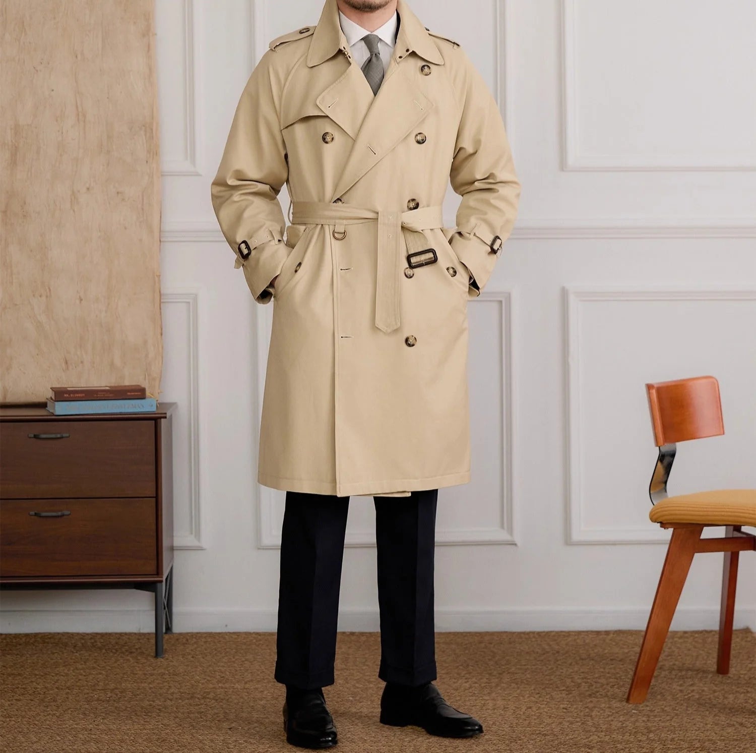 Regents Cotton Blend Double Breasted Trench Coat