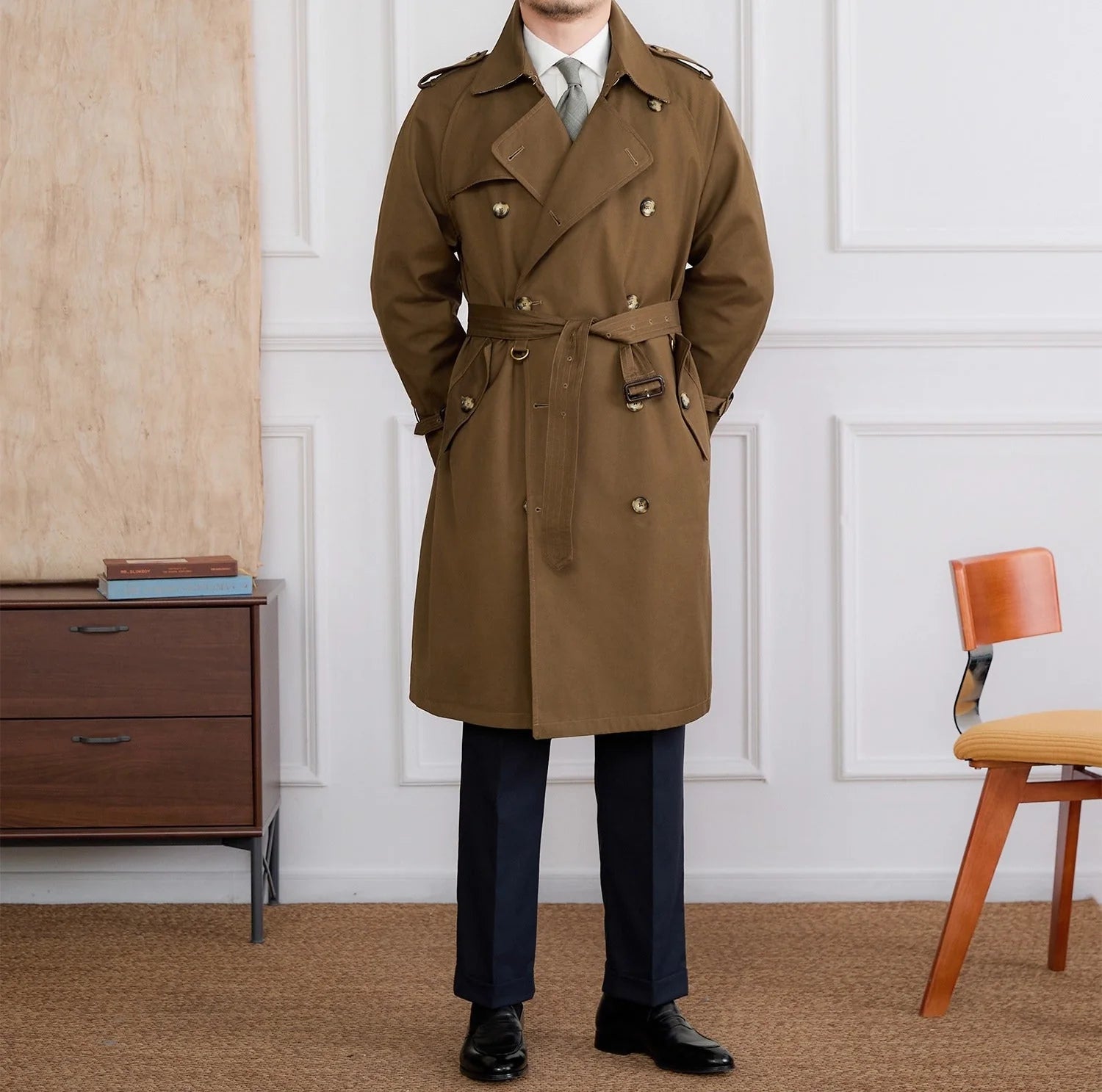 Regents Cotton Blend Double Breasted Trench Coat