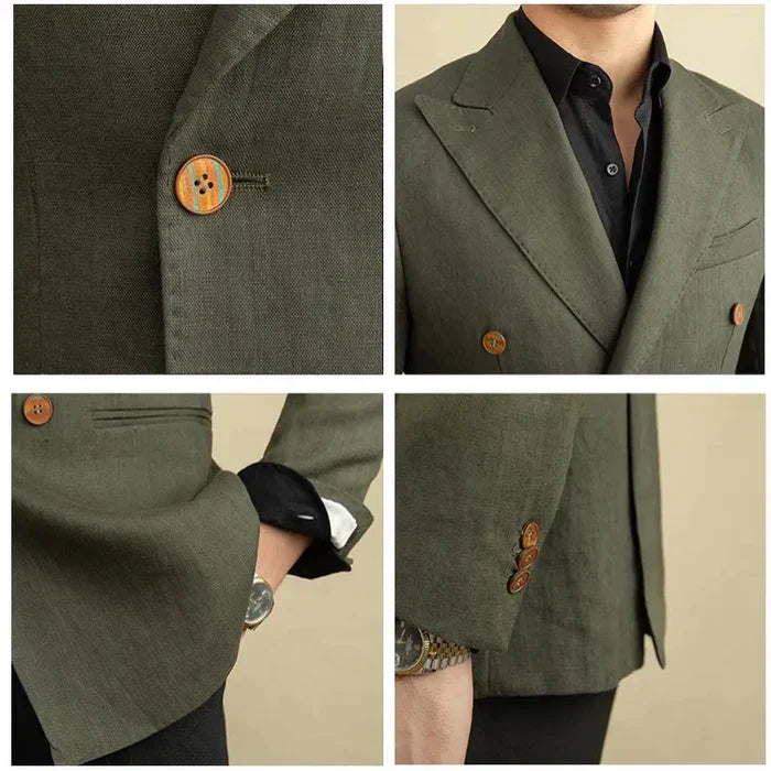 Looped LS035 Double-Breasted Linen Suit