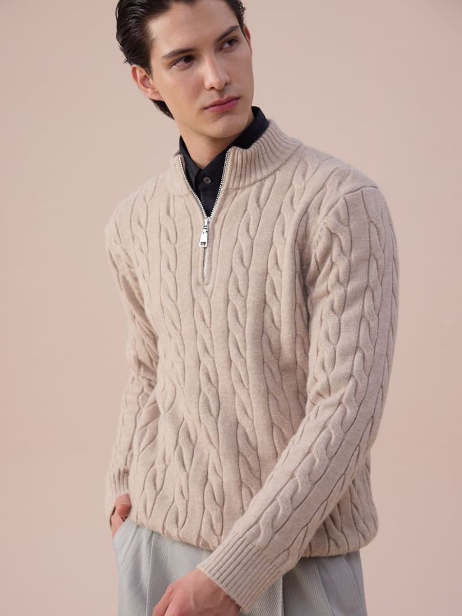Cable Knit Half-Zip Sweater