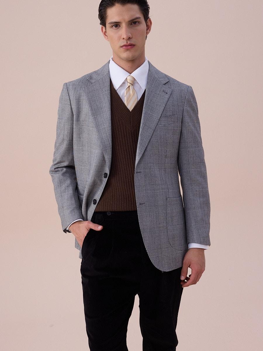 Glen Plaid Tailored Wool Blazer