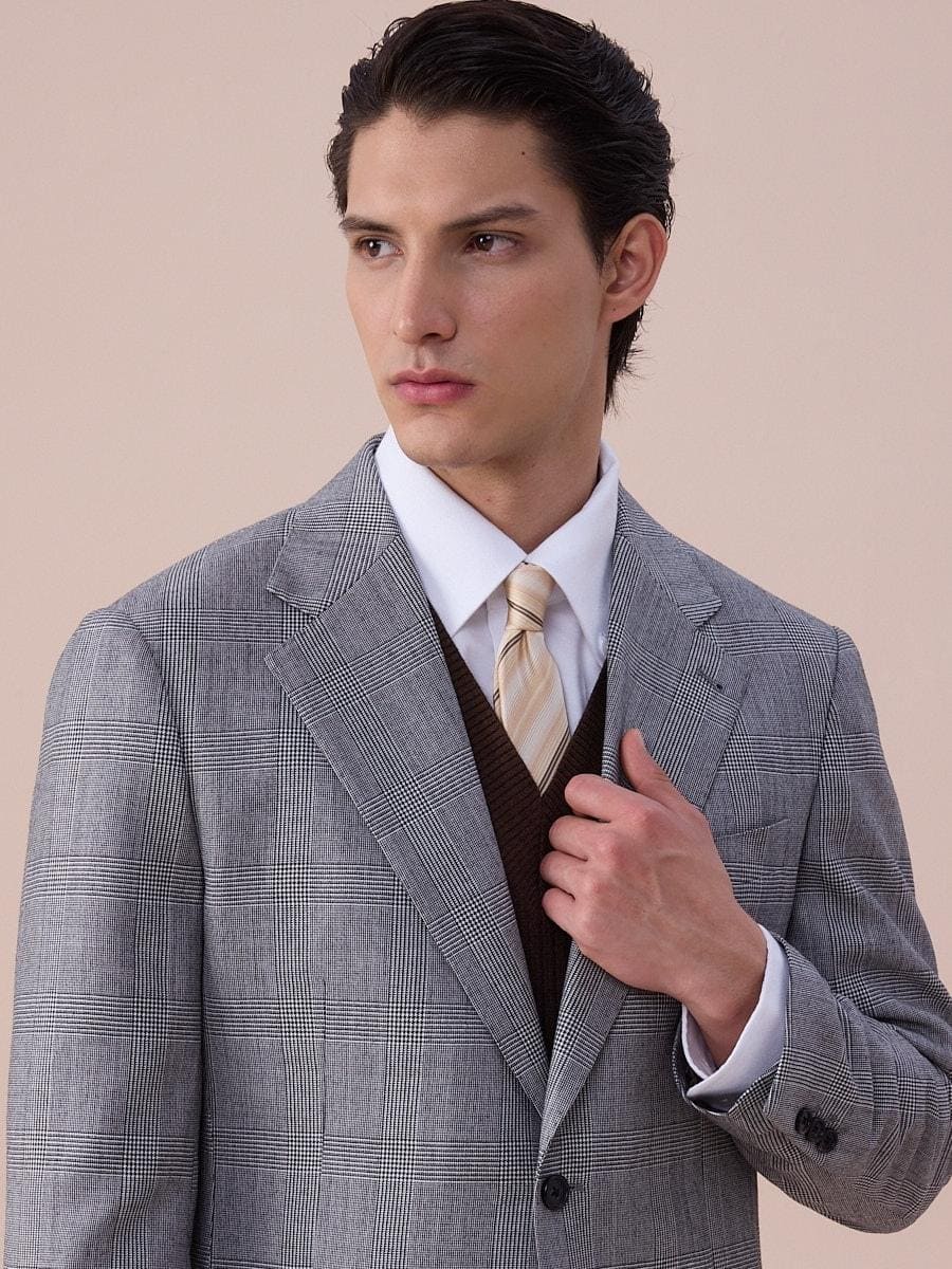 Glen Plaid Tailored Wool Blazer