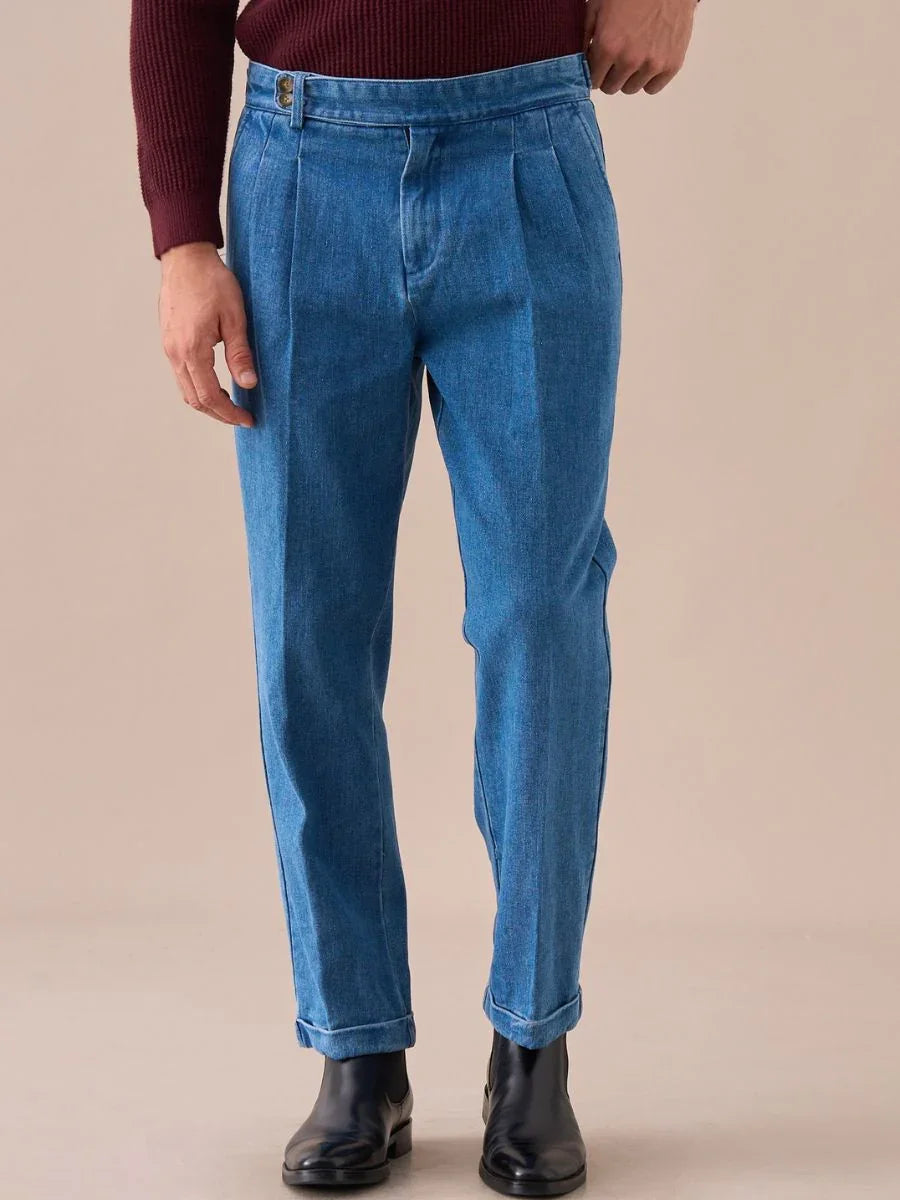 Loops Montefalco High Waisted Double Pleated Denim Pants